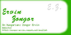 ervin zongor business card